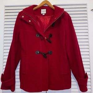 Red Wool Toggle Jacket
